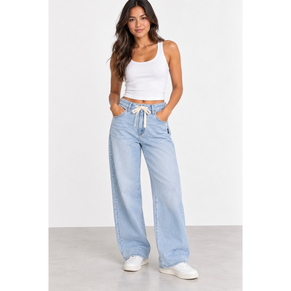 Silver Jeans Be Easy Drawstring Wide Leg Skater Baggy Y2K W29 L30 Light Blue